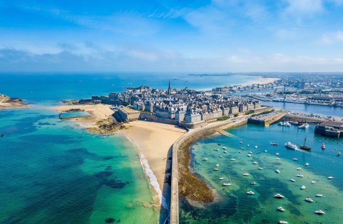 Aerial view of the beautiful city of Privateers – Saint Malo in Saint-Malo